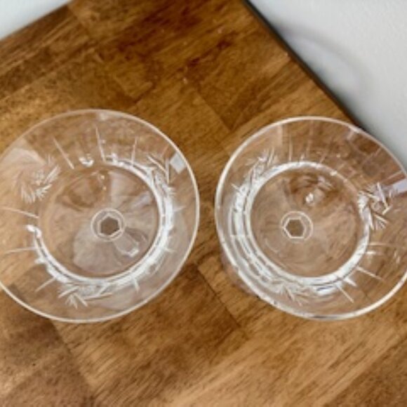 Val St Lambert Belgian Crystal Coupe Glasses – Set of 2 - Hand-Cut Crystal - Picture 6 of 6